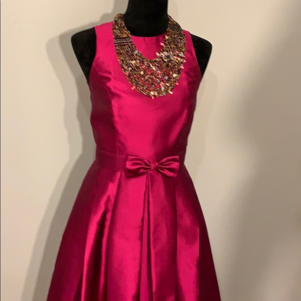 Maroon cocktail satin dress 100% silk